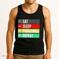Eat Sleep Pickleball Repeat Funny Pickle Ball Tank Top thumb 3