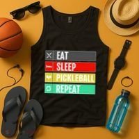 Eat Sleep Pickleball Repeat Funny Pickle Ball Tank Top thumb 4