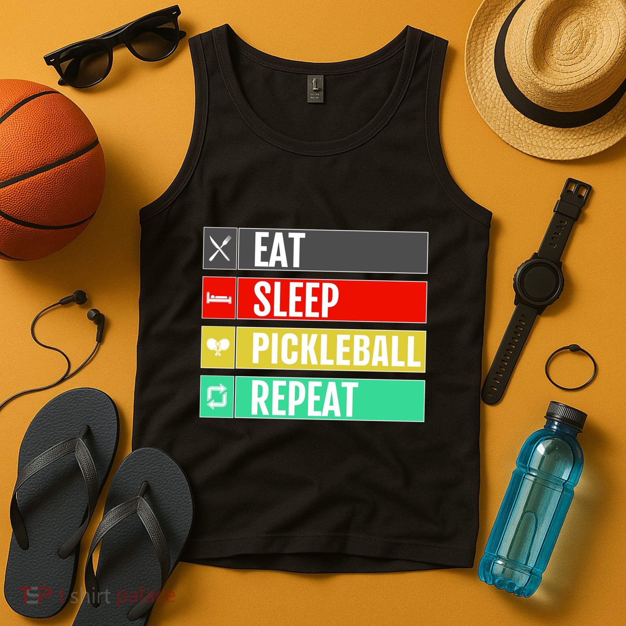 Eat Sleep Pickleball Repeat Funny Pickle Ball Tank Top