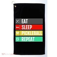 Eat Sleep Pickleball Repeat Funny Pickle Ball Golf Towel thumb 0