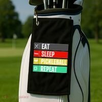 Eat Sleep Pickleball Repeat Funny Pickle Ball Golf Towel thumb 2