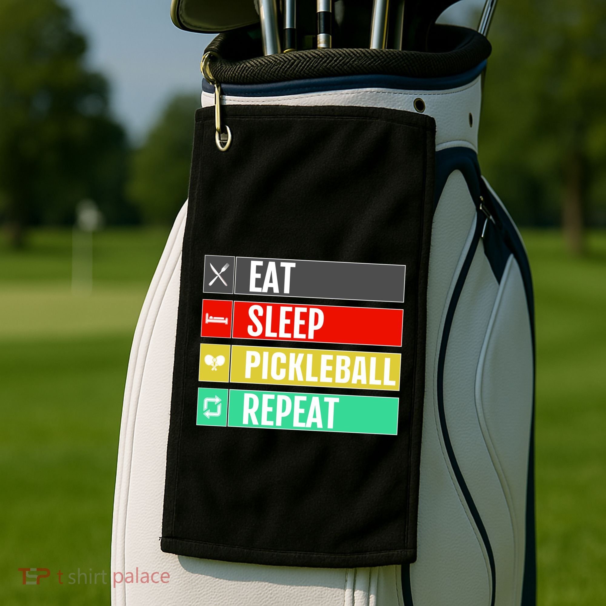 Eat Sleep Pickleball Repeat Funny Pickle Ball Golf Towel