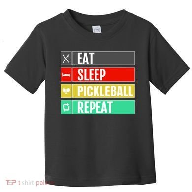 Eat Sleep Pickleball Repeat Funny Pickle Ball Toddler T-Shirt