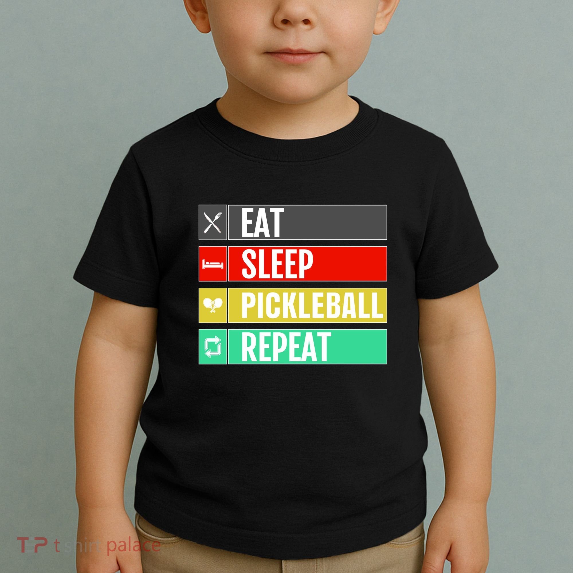 Eat Sleep Pickleball Repeat Funny Pickle Ball Toddler T-Shirt