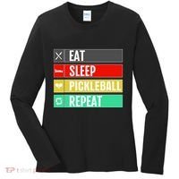 Eat Sleep Pickleball Repeat Funny Pickle Ball Women's Long Sleeve Shirt thumb 0