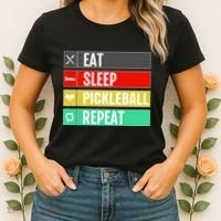 Eat Sleep Pickleball Repeat Funny Pickle Ball Women's T-Shirt thumb 2
