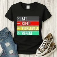 Eat Sleep Pickleball Repeat Funny Pickle Ball Women's T-Shirt thumb 3