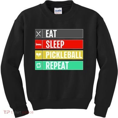 Eat Sleep Pickleball Repeat Funny Pickle Ball Kids Sweatshirt