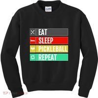 Eat Sleep Pickleball Repeat Funny Pickle Ball Kids Sweatshirt thumb 0