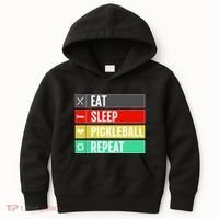 Eat Sleep Pickleball Repeat Funny Pickle Ball Kids Hoodie thumb 0