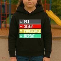 Eat Sleep Pickleball Repeat Funny Pickle Ball Kids Hoodie thumb 3