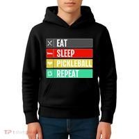 Eat Sleep Pickleball Repeat Funny Pickle Ball Kids Hoodie thumb 4