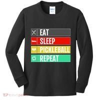 Eat Sleep Pickleball Repeat Funny Pickle Ball Kids Long Sleeve Shirt thumb 0