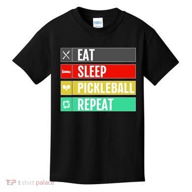 Eat Sleep Pickleball Repeat Funny Pickle Ball Kids T-Shirt