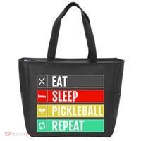 Eat Sleep Pickleball Repeat Funny Pickle Ball Tote Bag thumb 0