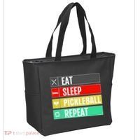 Eat Sleep Pickleball Repeat Funny Pickle Ball Tote Bag thumb 2