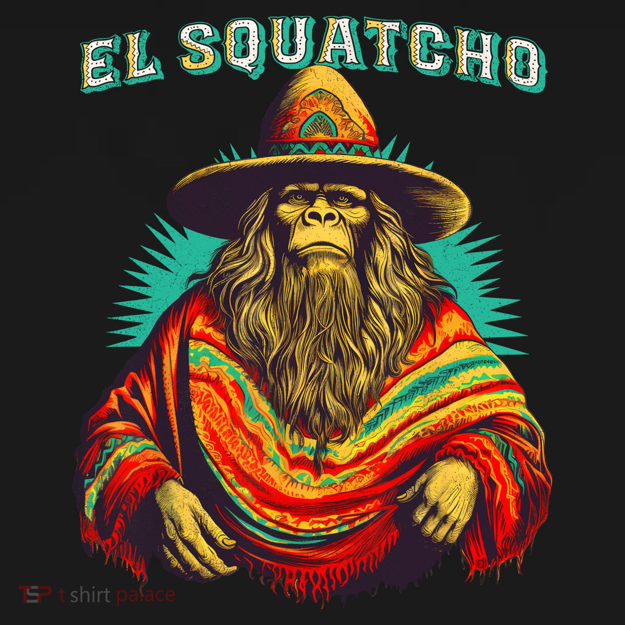 El Squatcho Poncho Western Bigfoot Funny Sasquatch Long Sleeve Shirt