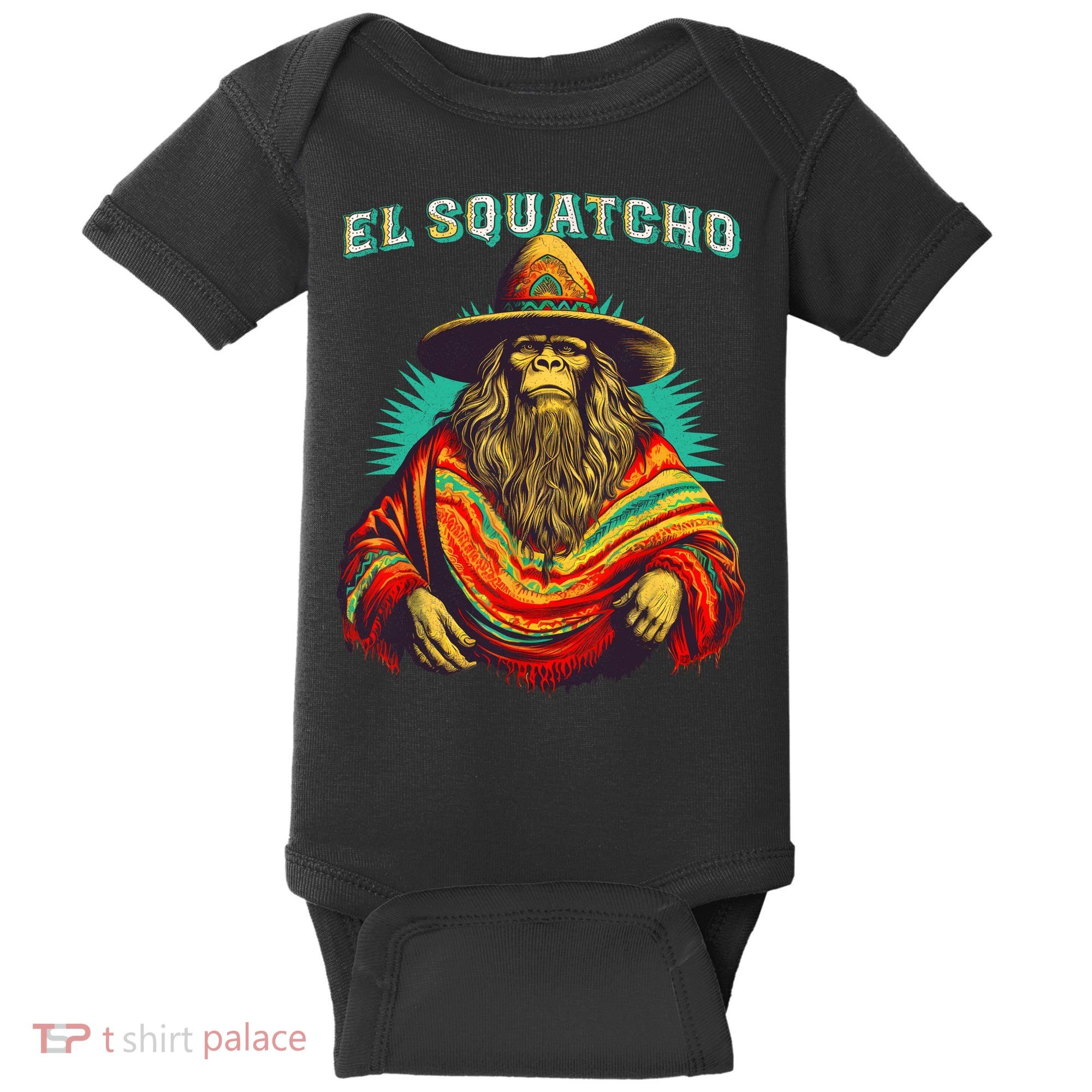 El Squatcho Poncho Western Bigfoot Funny Sasquatch Baby Bodysuit
