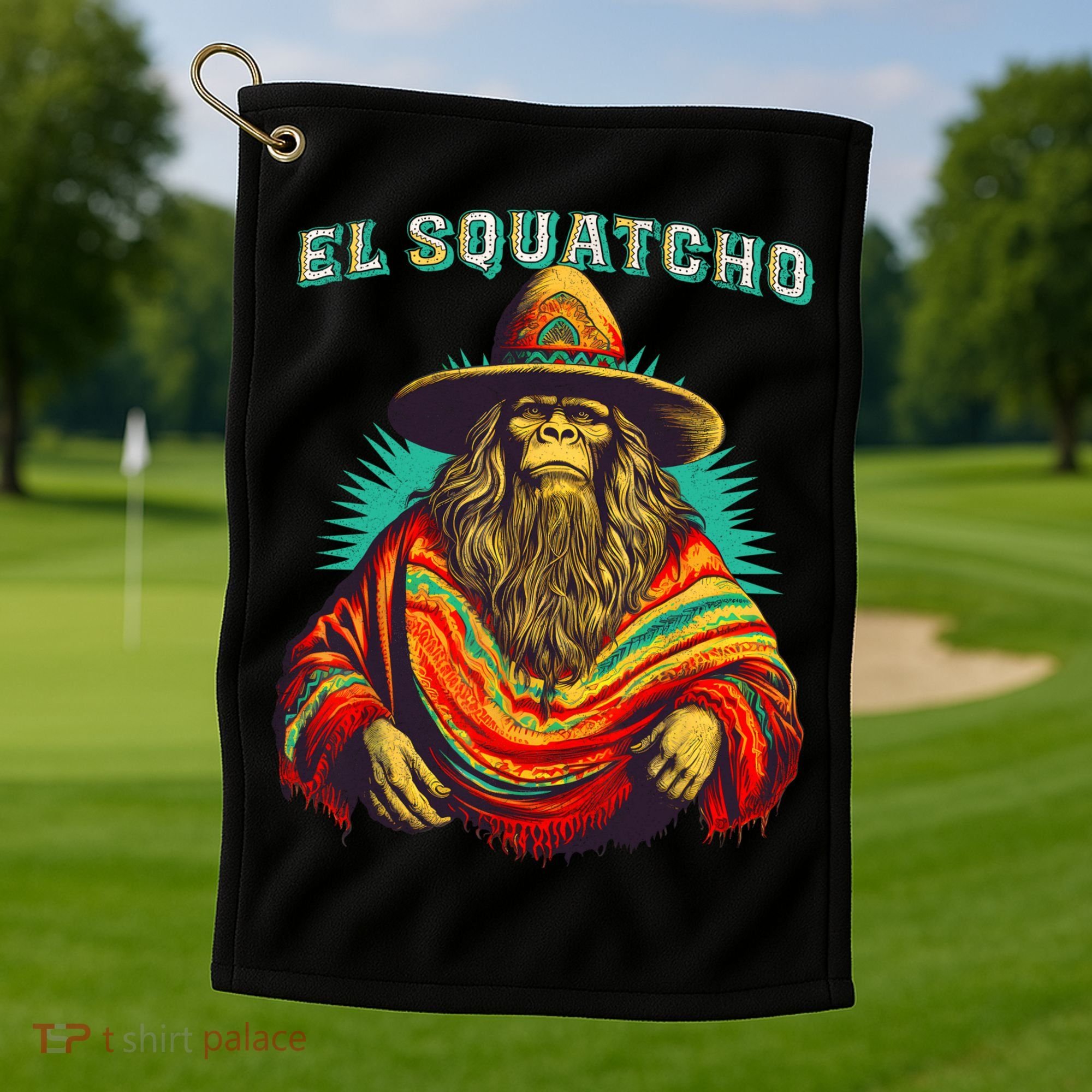 El Squatcho Poncho Western Bigfoot Funny Sasquatch Golf Towel
