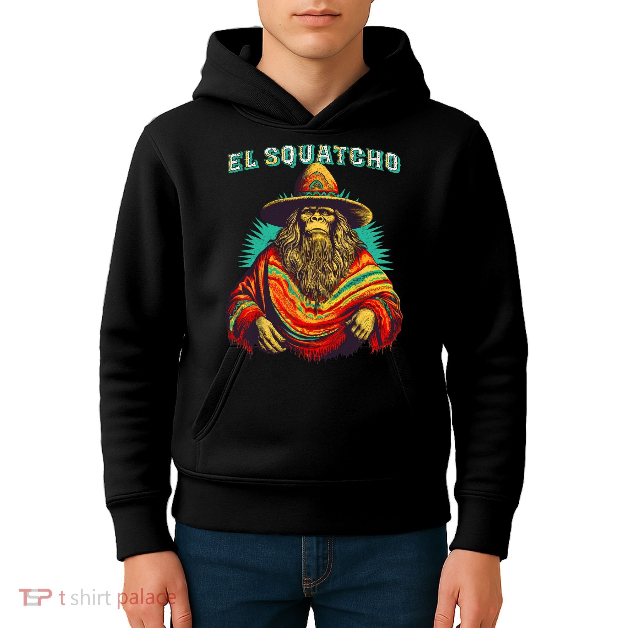 El Squatcho Poncho Western Bigfoot Funny Sasquatch Kids Hoodie