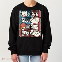 Eat Sleep Ping Pong Repeat Patriotic Table Tennis Outfit Women's Sweatshirt thumb 0