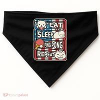 Eat Sleep Ping Pong Repeat Patriotic Table Tennis Outfit USA-Made Doggie Bandana thumb 0