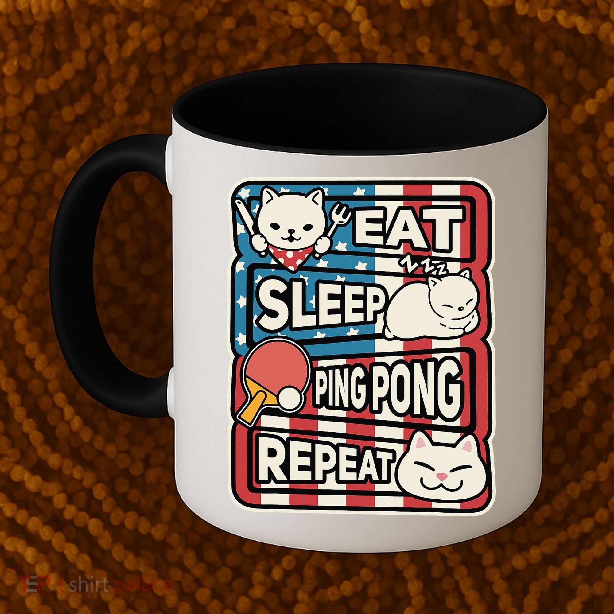 Eat Sleep Ping Pong Repeat Patriotic Table Tennis Outfit Coffee Mug