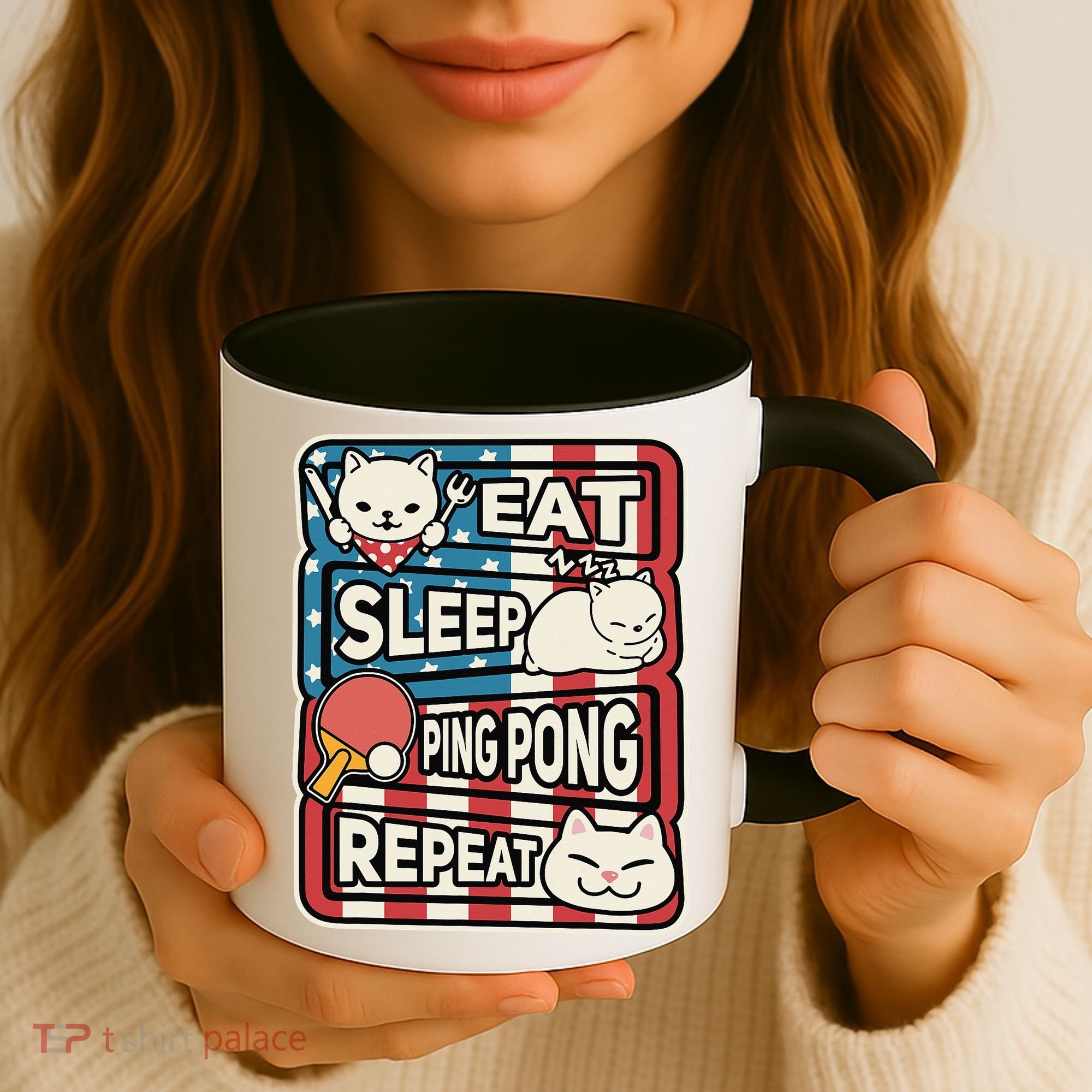 Eat Sleep Ping Pong Repeat Patriotic Table Tennis Outfit Coffee Mug