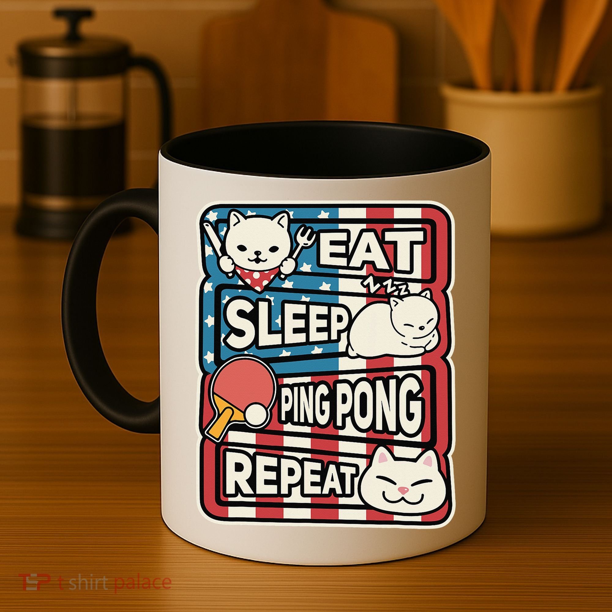 Eat Sleep Ping Pong Repeat Patriotic Table Tennis Outfit Coffee Mug