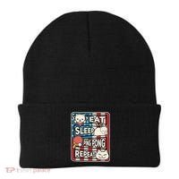 Eat Sleep Ping Pong Repeat Patriotic Table Tennis Outfit Beanie thumb 0