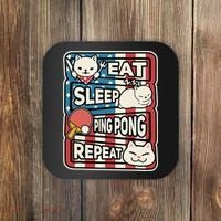 Eat Sleep Ping Pong Repeat Patriotic Table Tennis Outfit Coaster thumb 0