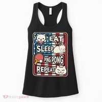 Eat Sleep Ping Pong Repeat Patriotic Table Tennis Outfit Women's Tank Top thumb 0