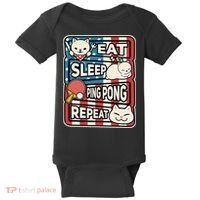 Eat Sleep Ping Pong Repeat Patriotic Table Tennis Outfit Baby Bodysuit thumb 0