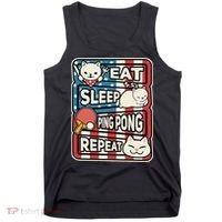 Eat Sleep Ping Pong Repeat Patriotic Table Tennis Outfit Tank Top thumb 0