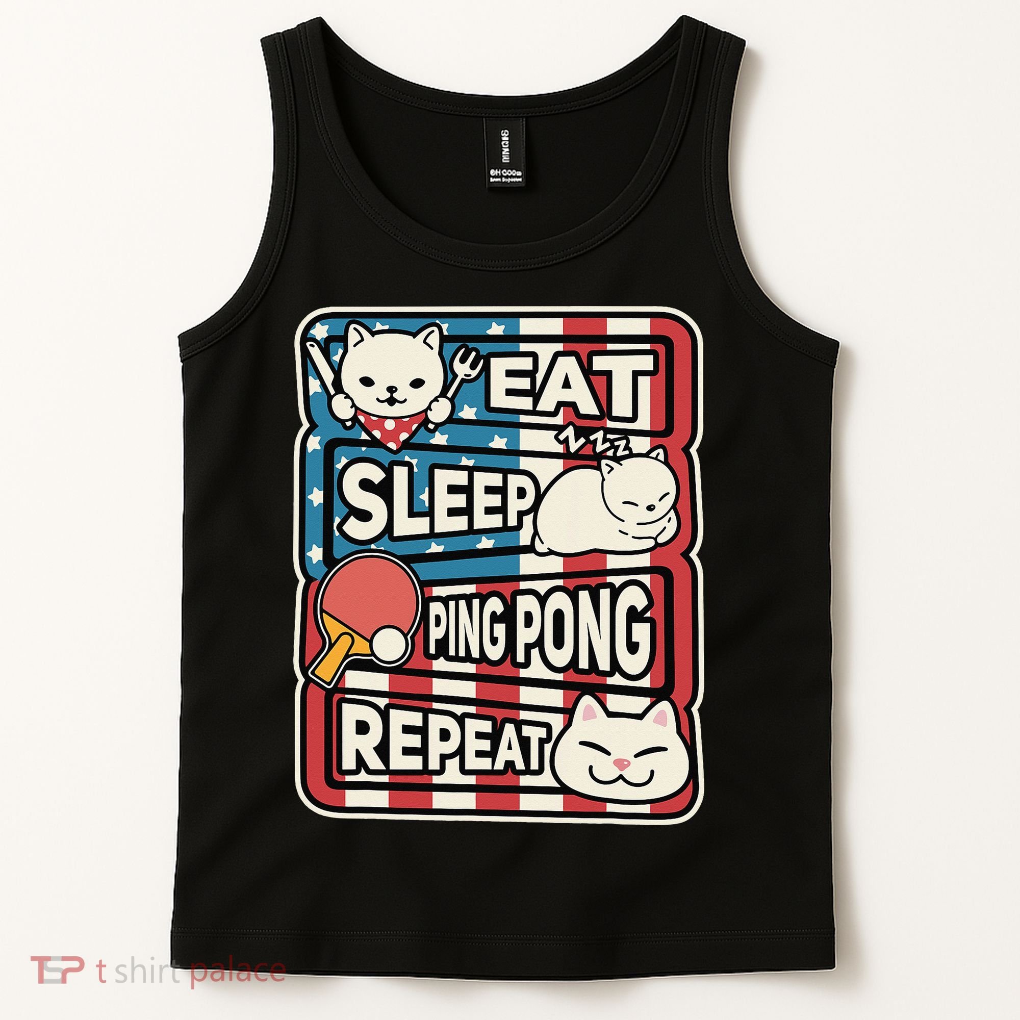 Eat Sleep Ping Pong Repeat Patriotic Table Tennis Outfit Tank Top