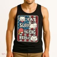 Eat Sleep Ping Pong Repeat Patriotic Table Tennis Outfit Tank Top thumb 3