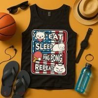 Eat Sleep Ping Pong Repeat Patriotic Table Tennis Outfit Tank Top thumb 4