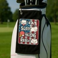 Eat Sleep Ping Pong Repeat Patriotic Table Tennis Outfit Golf Towel thumb 2