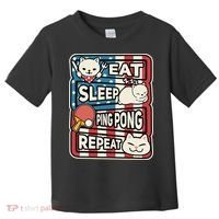 Eat Sleep Ping Pong Repeat Patriotic Table Tennis Outfit Toddler T-Shirt thumb 0