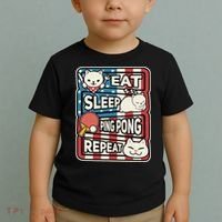 Eat Sleep Ping Pong Repeat Patriotic Table Tennis Outfit Toddler T-Shirt thumb 2