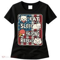 Eat Sleep Ping Pong Repeat Patriotic Table Tennis Outfit Women's T-Shirt thumb 0