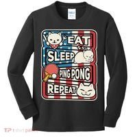 Eat Sleep Ping Pong Repeat Patriotic Table Tennis Outfit Kids Long Sleeve Shirt thumb 0