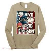 Eat Sleep Ping Pong Repeat Patriotic Table Tennis Outfit Long Sleeve Shirt thumb 0