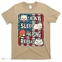Eat Sleep Ping Pong Repeat Patriotic Table Tennis Outfit T-Shirt thumb 0