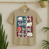 Eat Sleep Ping Pong Repeat Patriotic Table Tennis Outfit T-Shirt thumb 2