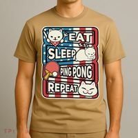 Eat Sleep Ping Pong Repeat Patriotic Table Tennis Outfit T-Shirt thumb 3