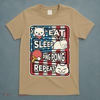 Eat Sleep Ping Pong Repeat Patriotic Table Tennis Outfit T-Shirt thumb 5
