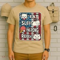 Eat Sleep Ping Pong Repeat Patriotic Table Tennis Outfit T-Shirt thumb 6