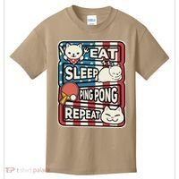 Eat Sleep Ping Pong Repeat Patriotic Table Tennis Outfit Kids T-Shirt thumb 0