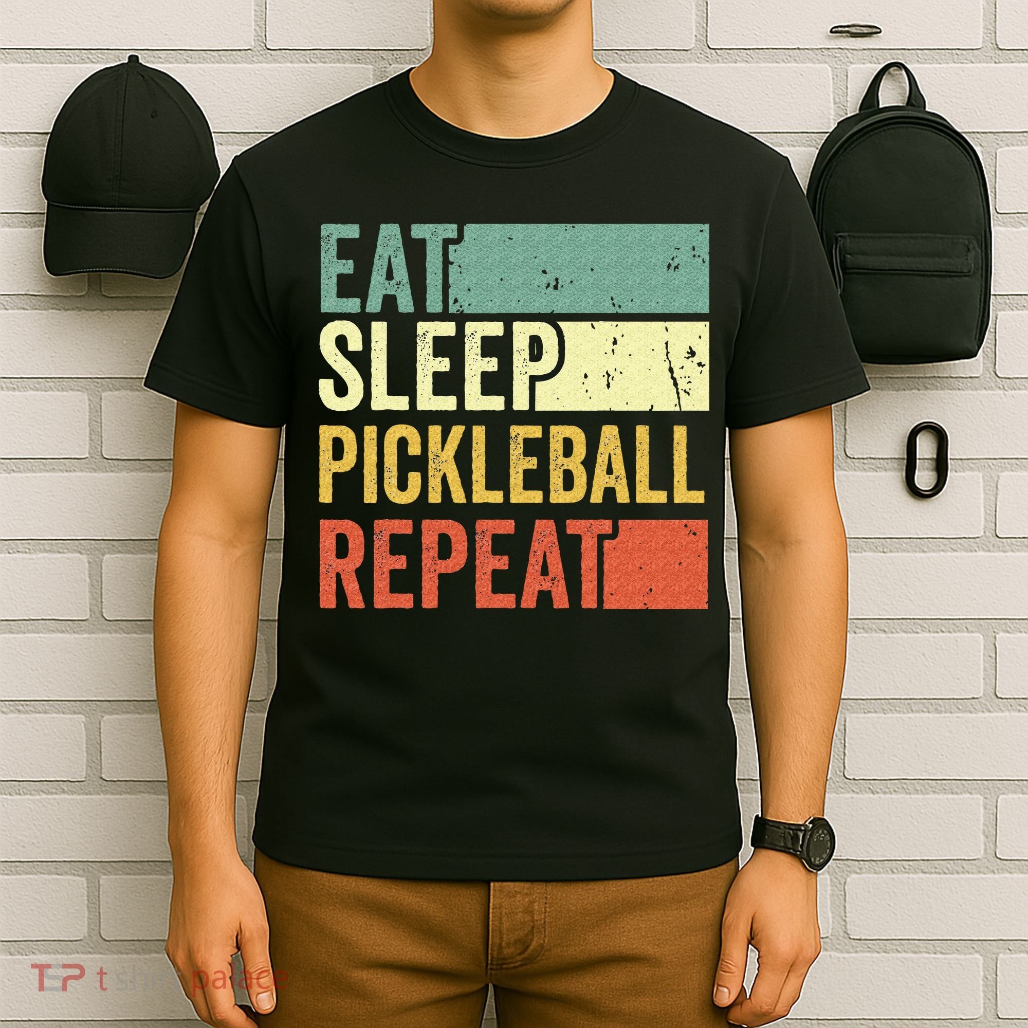 Eat Sleep Pickleball Repeat Vintage Retro T-Shirt